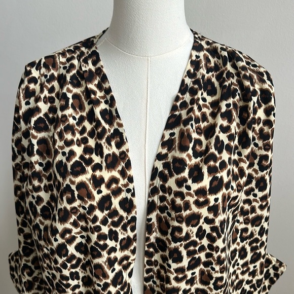 Women’s Oversized Leopard Print Open Front Kimono Mobwife Cover Up Top Small - Picture 3 of 8